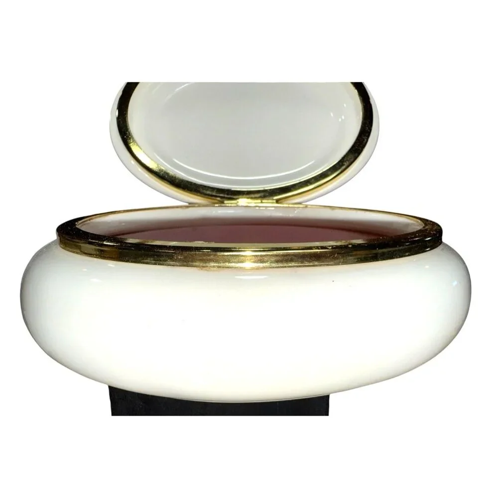 Vintage Limoges Porcelain - Oval Gilded Flower Decorated Lidded Trinket Box